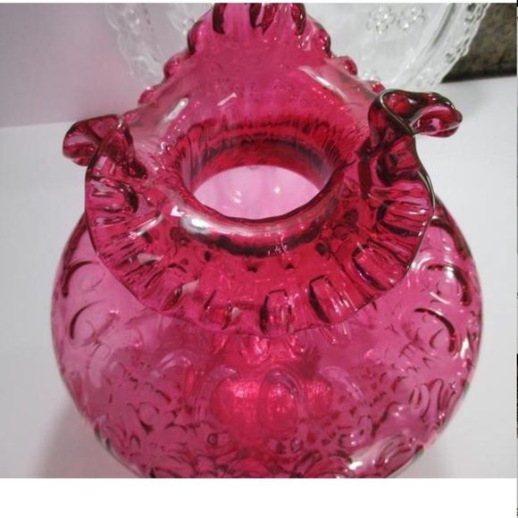 Fenton Cranberry Vase Coin Dot Vintage #E25 - Picture 3 of 7